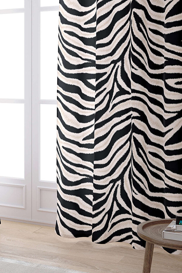 Siyah Bej Zebra Desenli Dijital Baskılı Perde Cgh348-pr - 2