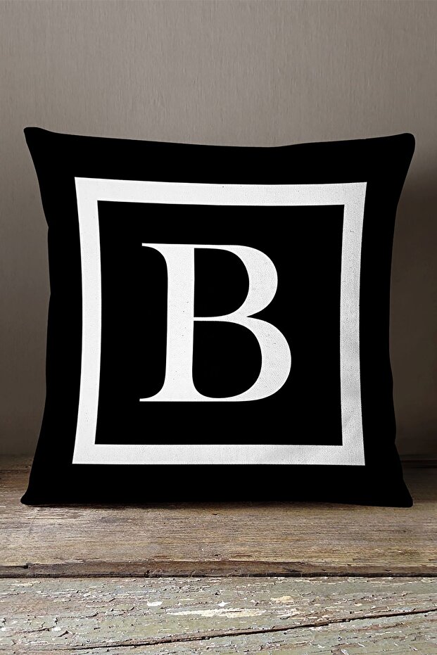 Velvet Babyface Double Sided Lettered Throw Pillow Pillow Case - Letter B - 43x43 Cm