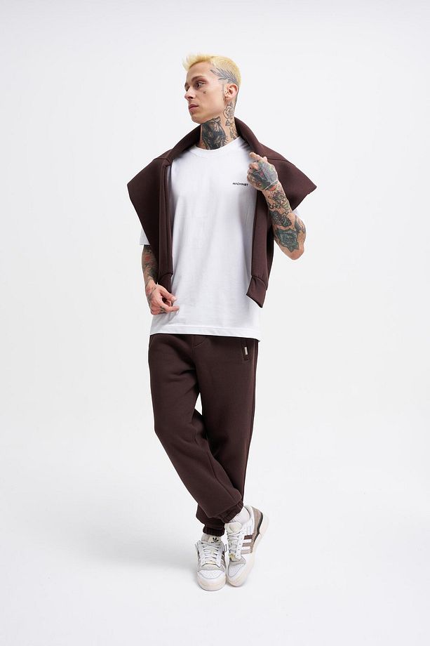 Erkek Basic Jogger Relaxed Kahverengi Eşofman Altı - 5