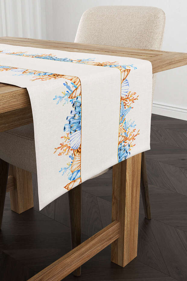 Blue Orange Marine Patterned Digital Printed Runner Cgh1243-rn
