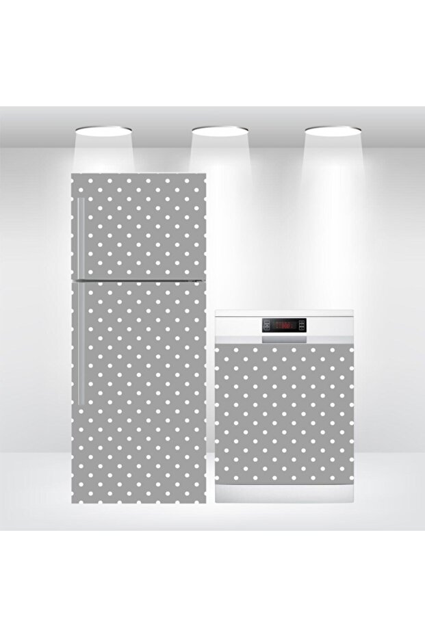 Gray Foil Polka Dot Refrigerator and Dishwasher Door Sticker