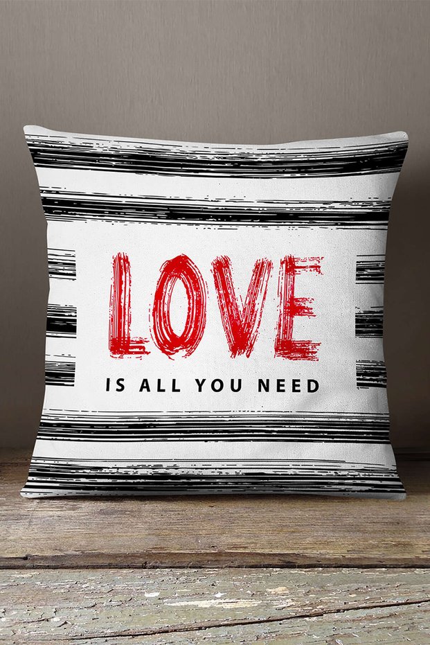 Velvet Babyface Red Black Love Written Digital Printing Throw Pillow Pillow Case - Cgh421