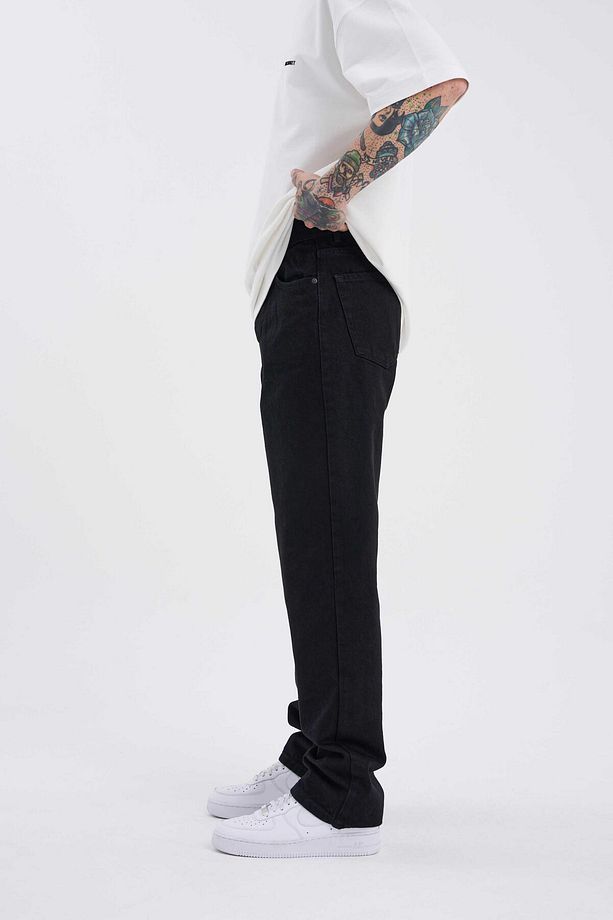 Erkek Relaxed Baggy Jean Siyah Pantolon - 2