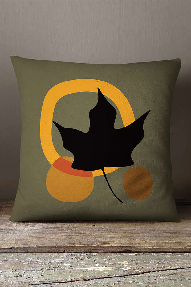Velvet Babyface Green Brown Modern Style Leaf Pattern Printed Throw Pillow Pillow Case Cgh675