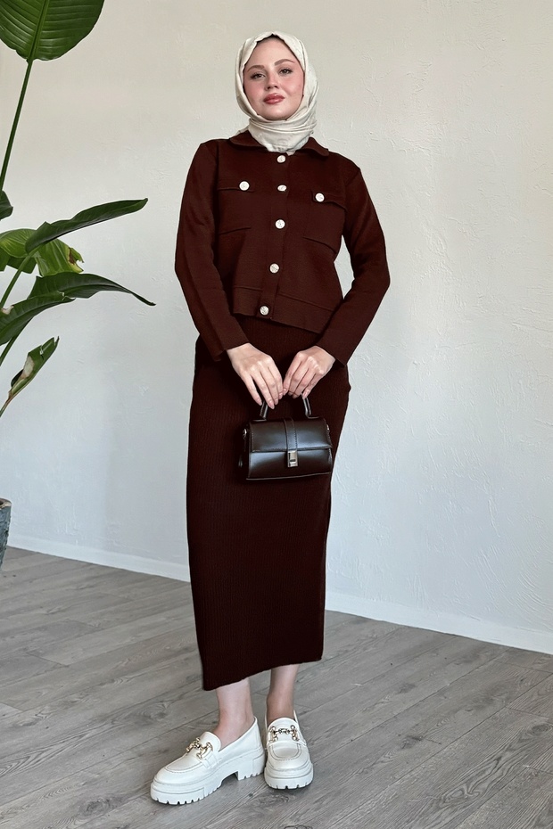 Bitter Coffee Set with Skirt and Jacket