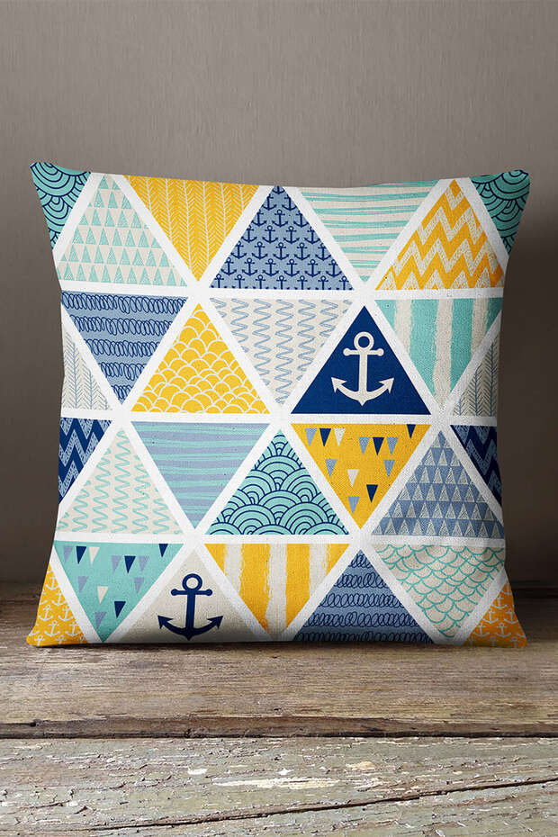 Velvet Babyface Yellow Blue Marine Patterned Throw Pillow Pillow Case - Cgh133