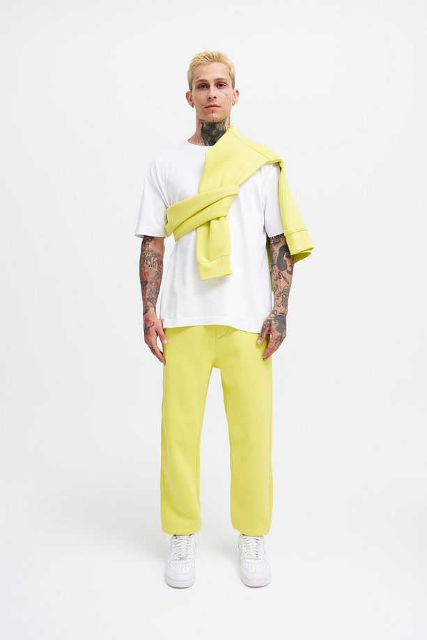 Erkek Basic Jogger Relaxed Neon Sarı Eşofman Altı - 6