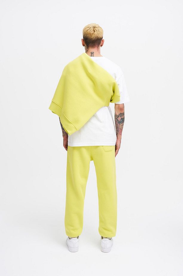 Erkek Basic Jogger Relaxed Neon Sarı Eşofman Altı - 7