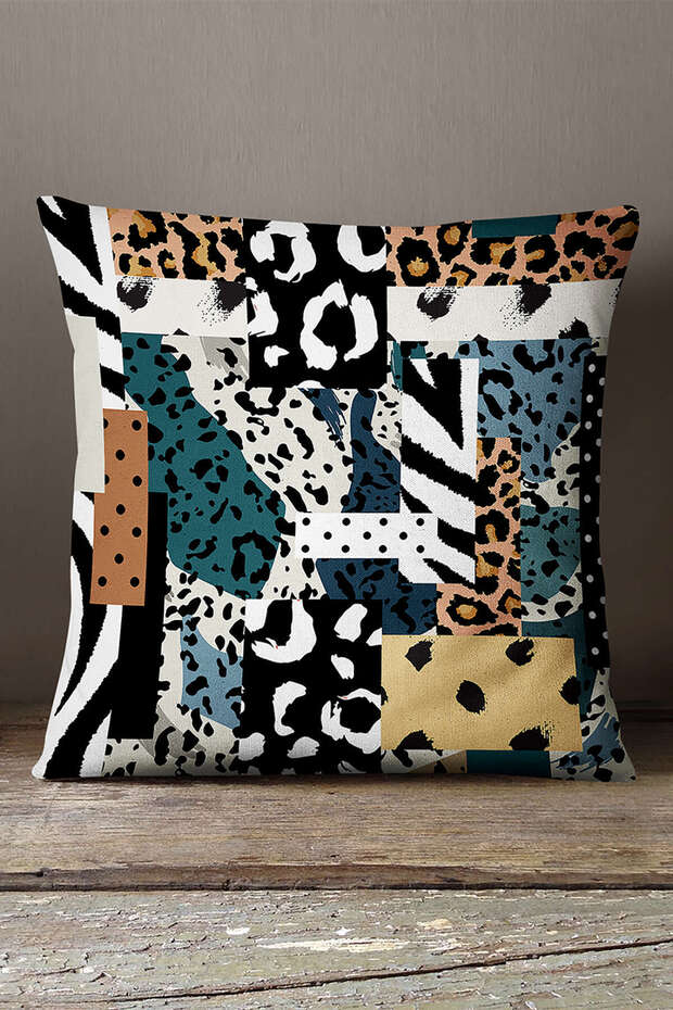 Velvet Babyface Brown Blue Modern Leopard Pattern Digital Print Throw Pillow Pillow Case - Cgh354