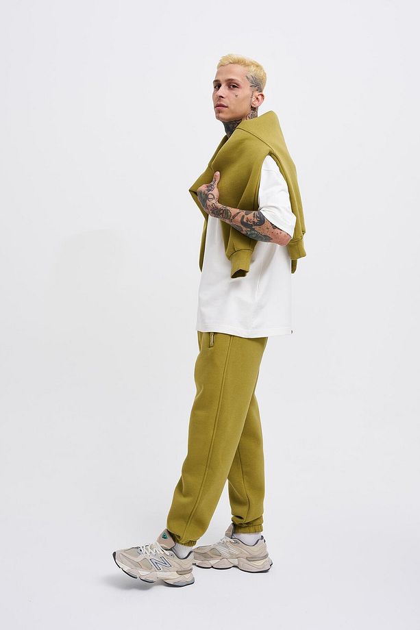 Erkek Basic Jogger Relaxed Yeşil Eşofman Altı - 4