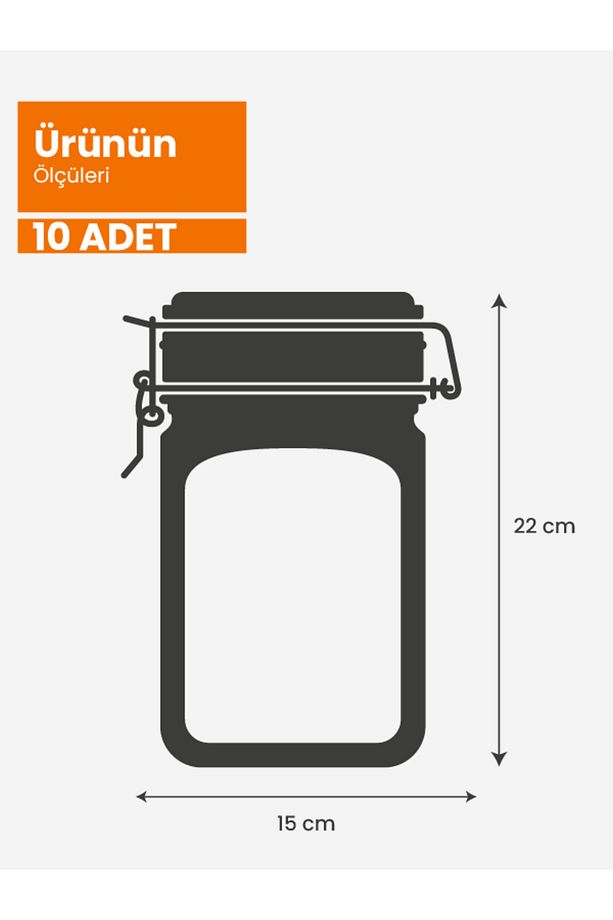 Klips Kapaklı Kavanoz Görünümlü Saklama Poşeti 15x22 Cm - 10 Adet / 700ml - 4