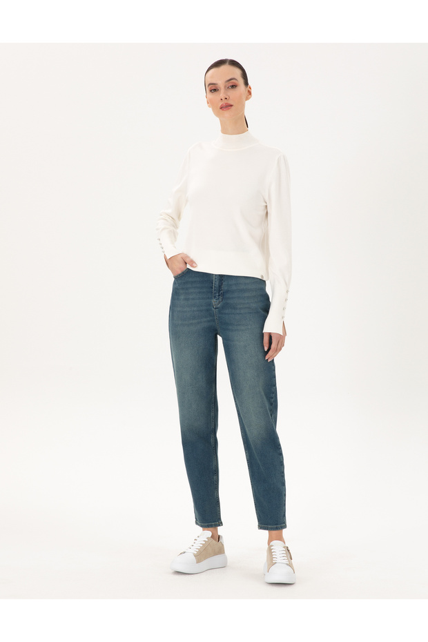 Light Blue Mom High Waist Fit Jean Pants 50293908-Vr003