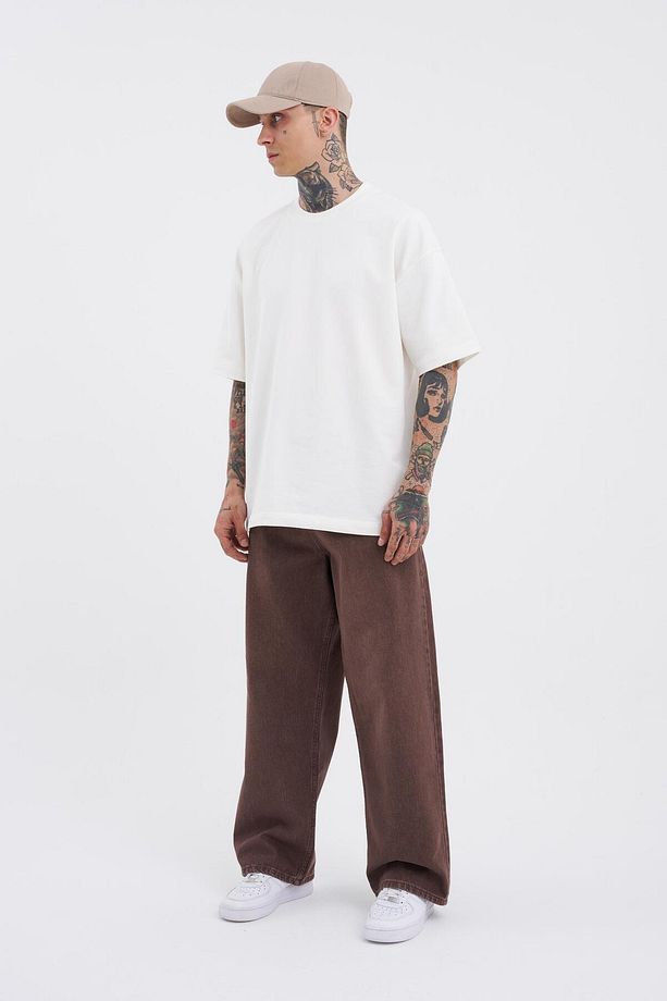 Erkek Oversize Baggy Jean COFFEE ASİT - 5