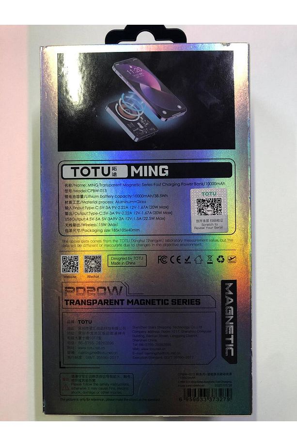 Magsafe Transparent Quick Charge Power Bank 20W with Type-C to Lightning PD Cable 10.000 MAH - 3