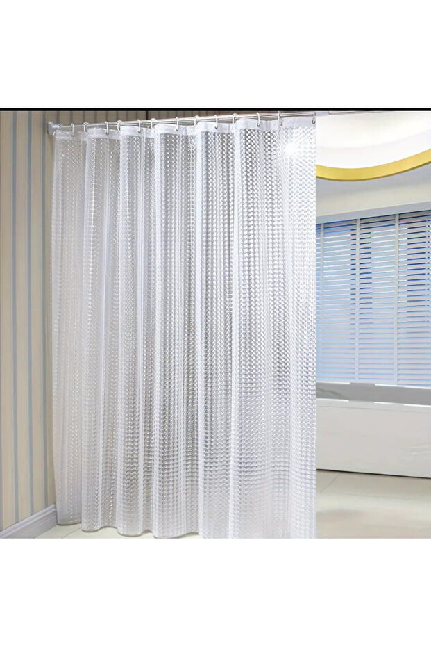 Shower Curtain 3D Transparent, Eva Material, Bathroom Curtains, Washable, Waterproof Size: 180 X 200 cm