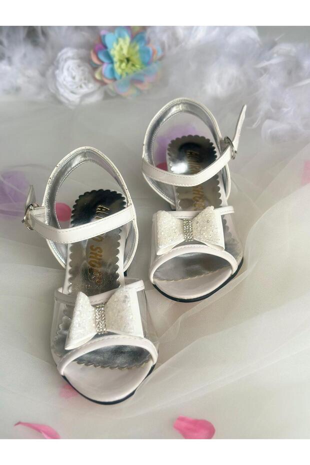 Children's Shoes with Glittery Bow on the Front and Heels