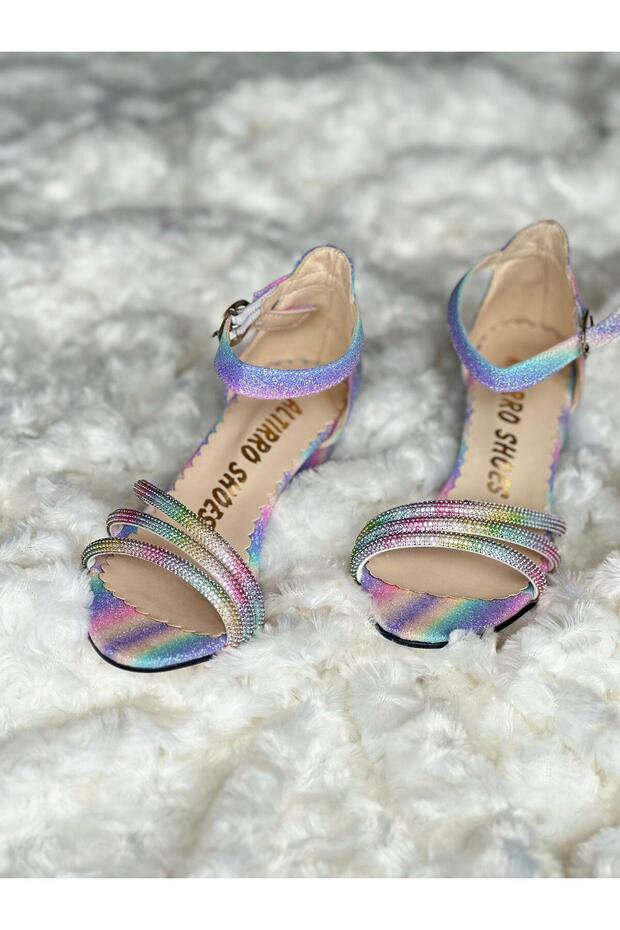 Stoned Colorful Girls' Heeled Shoes