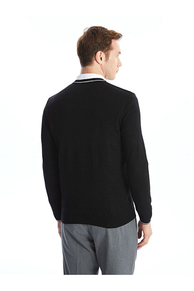 Herren-Strickpullover mit V-Ausschnitt und langen Ärmeln – W4es24z8 - 4