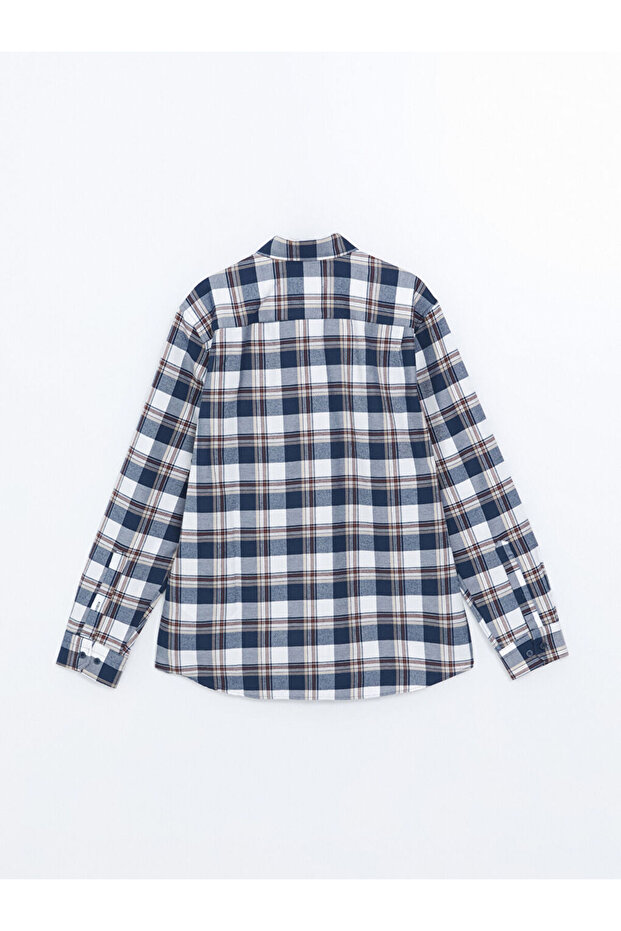 Regular Fit Uzun Kollu Ekose Gabardin Erkek Gomlek - W4ID85Z8 - 6