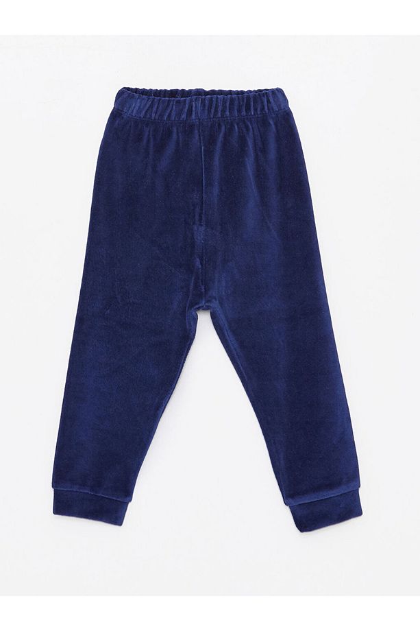 Lcw Bisiklet Yaka Baskılı Kadife Erkek Bebek Pijama Takımı - 3