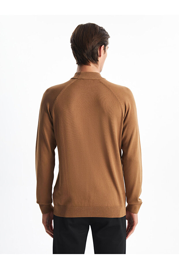 Herren-Strickpullover mit halbem Rollkragen und langen Ärmeln – W40191Z8 - 4