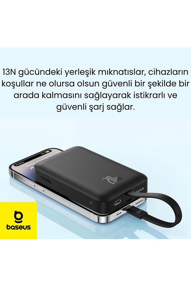 20w 10000mah Iphone Lightning Kablolu Ve Kablosuz Şarjlı Magsafeli Süper Hızlı Powerbank - 5