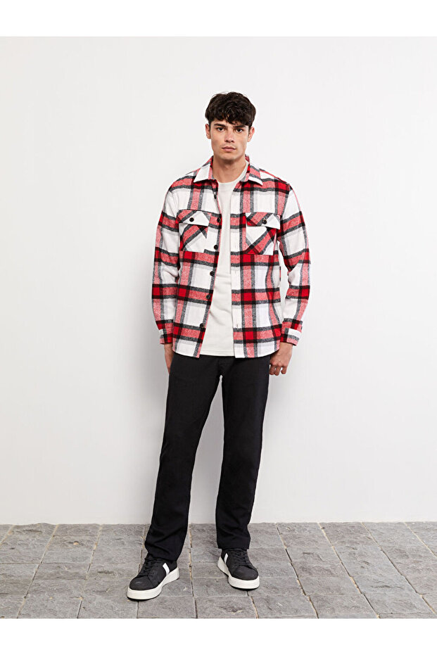 Regular Fit Herren-Hemdjacke mit langen Ärmeln und Karomuster - 3