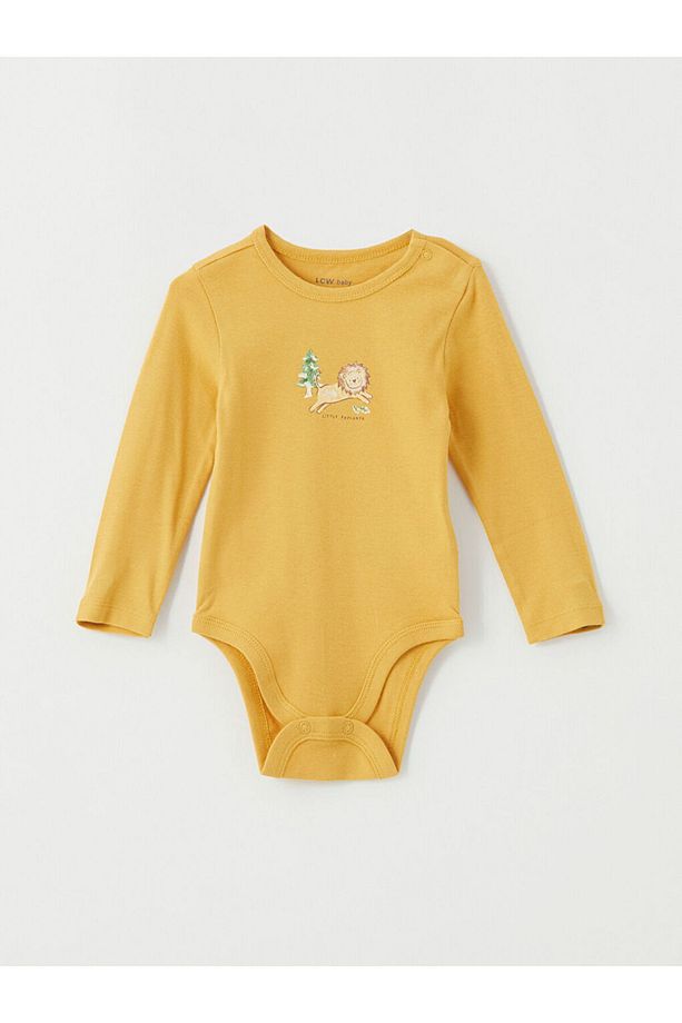 LCW baby Bej Baskılı Uzun Kollu Erkek Bebek Çıtçıtlı Body 2'li - 2