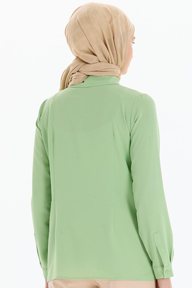 Basic Gizli Patlı Gömlek - Mint - 5