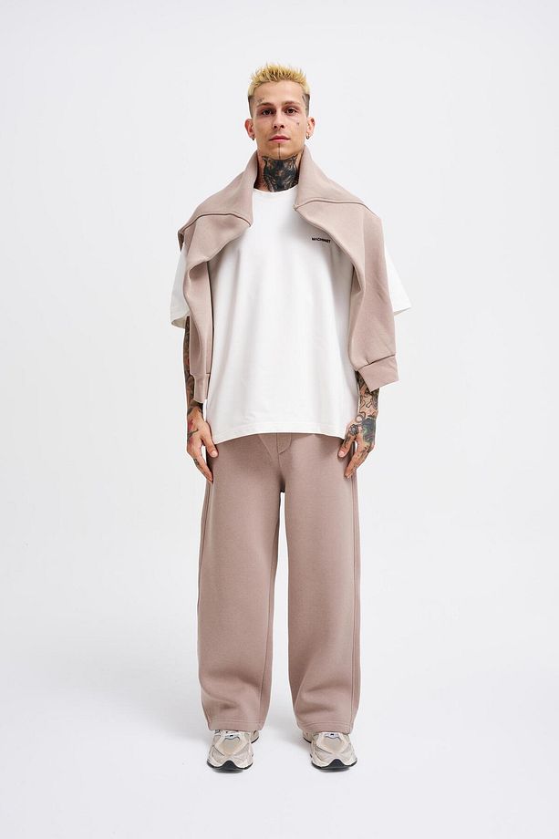 Erkek Baggy Oversize Açık Gri Eşofman Altı - 6
