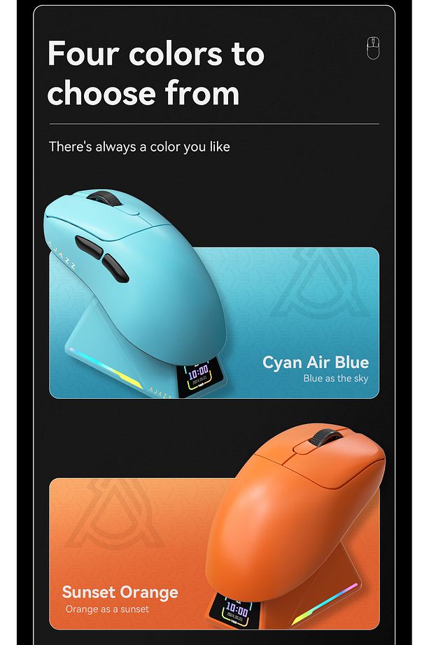 AJAZZ AJ-179 Apex 42000 DPI Manyetik Şarj İstasyonu TFT Ekranlı Mouse PAW 3950 Sensör 8K Dongle - 6