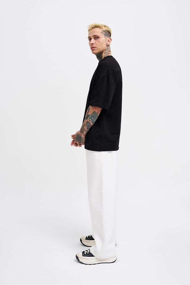 Erkek Baggy Oversize Ekru Eşofman Altı - 7