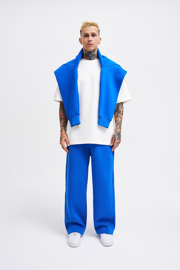 Erkek Baggy Oversize Saks Eşofman Altı - 5