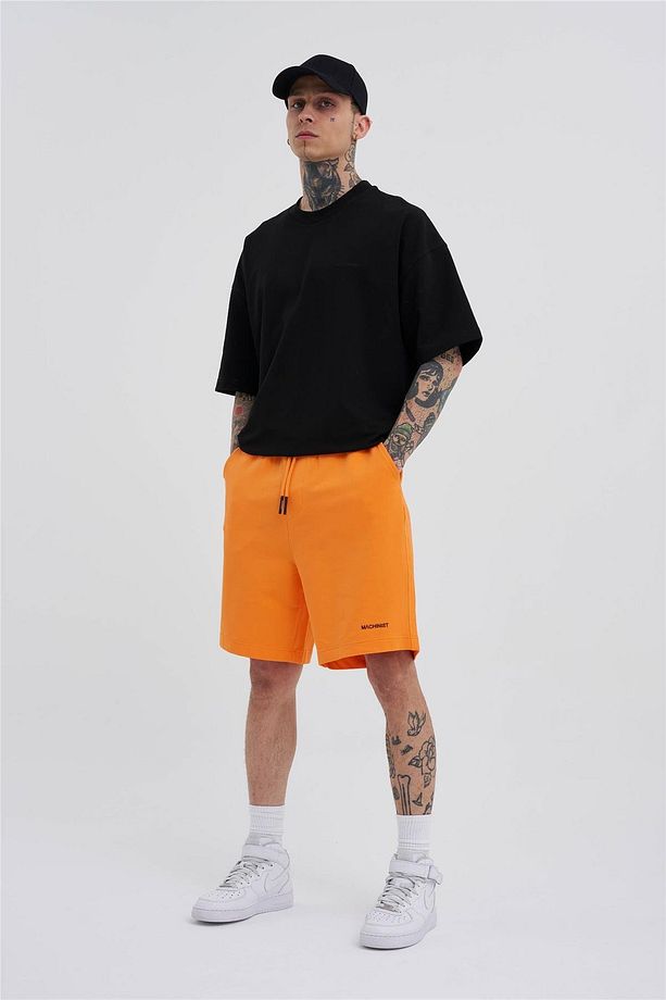 Erkek Cepli Basic Oversize Turuncu Şort - 5