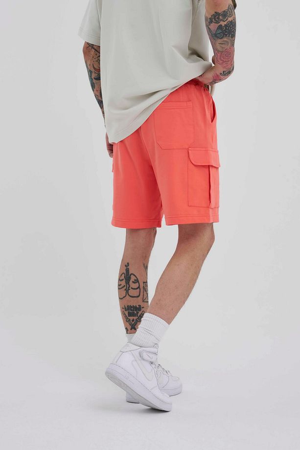 Erkek Kargo Cepli Basic Relaxed Pembe Şort - 4