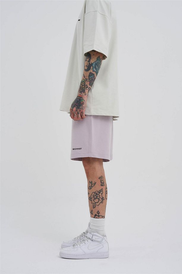 Erkek Basic Oversize Açık Gri Şort - 4