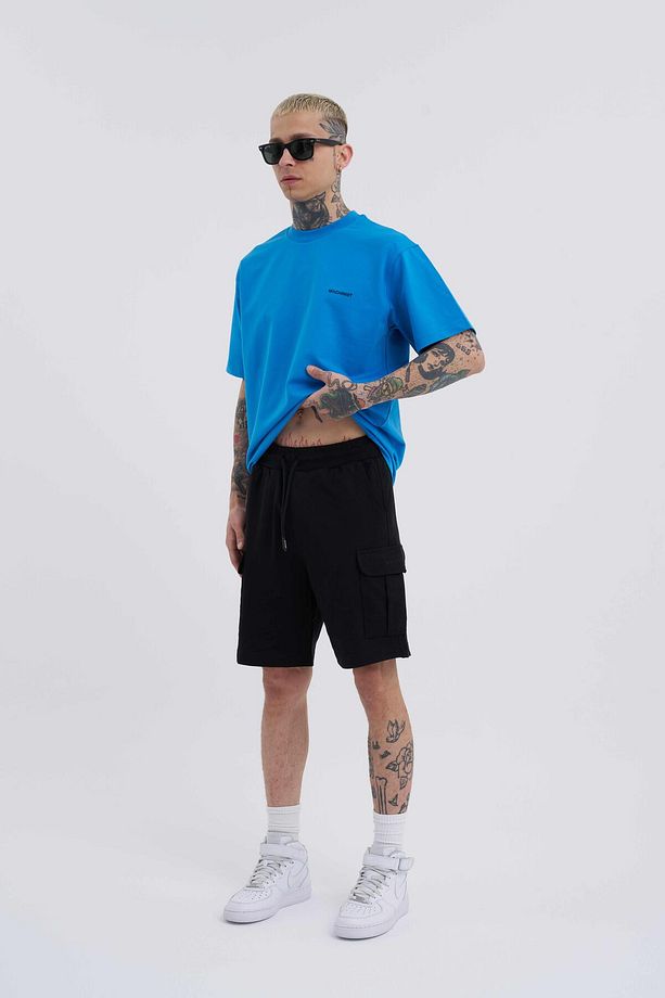 Erkek Kargo Cepli Basic Relaxed Siyah Şort - 6