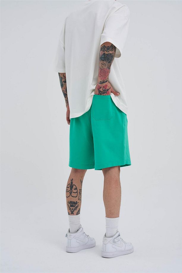 Erkek Basic Oversize Yeşil Şort - 6