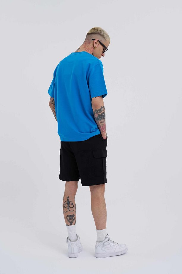 Erkek Kargo Cepli Basic Relaxed Siyah Şort - 7