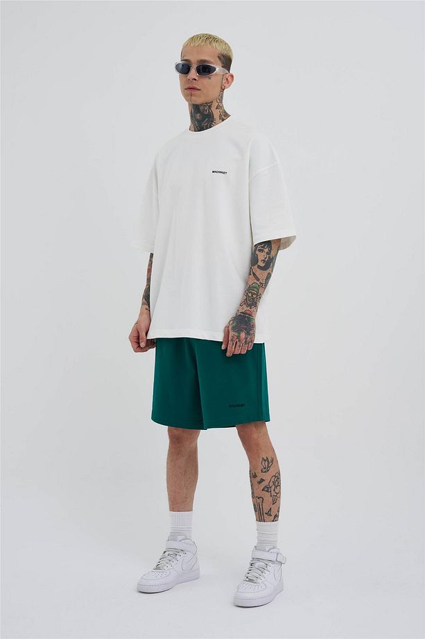 Erkek Basic Oversize Koyu Yeşil Şort - 5