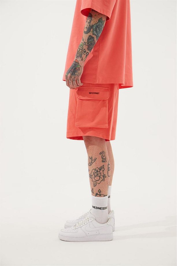 Erkek Kargo Cepli Basic Oversize Pembe Şort - 3