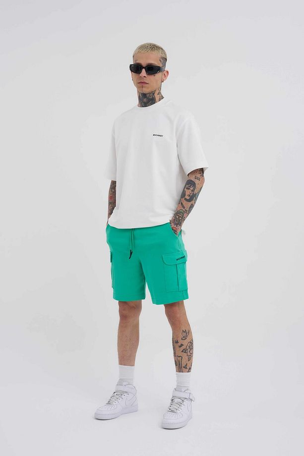 Erkek Kargo Cepli Basic Relaxed Yeşil Şort - 5