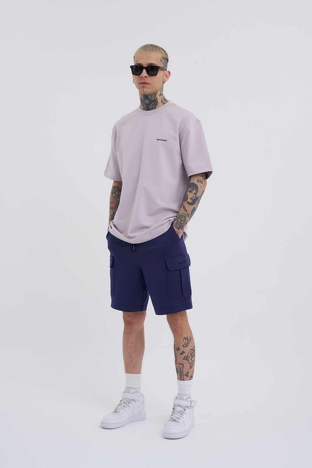 Erkek Kargo Cepli Basic Relaxed Lacivert Şort - 5