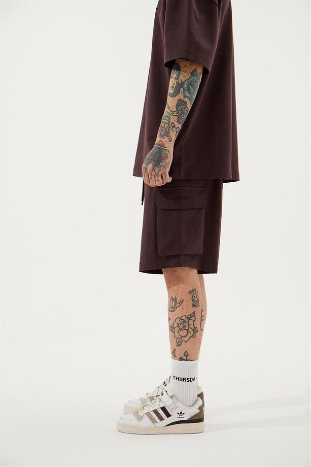 Erkek Kargo Basic Oversize Kahve Şort - 2