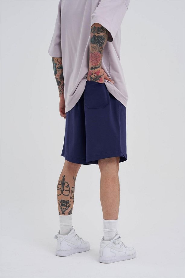 Erkek Basic Oversize Lacivert Şort - 4