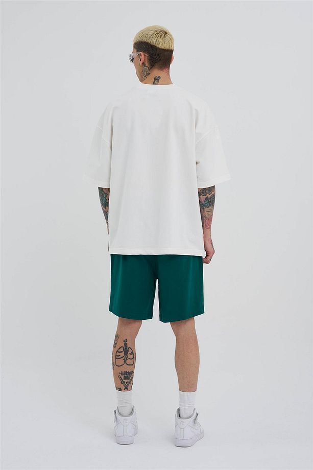 Erkek Basic Oversize Koyu Yeşil Şort - 7
