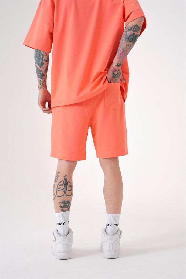 Erkek Premium Cepli Basic Relaxed Pamuklu Pembe Şort - 3
