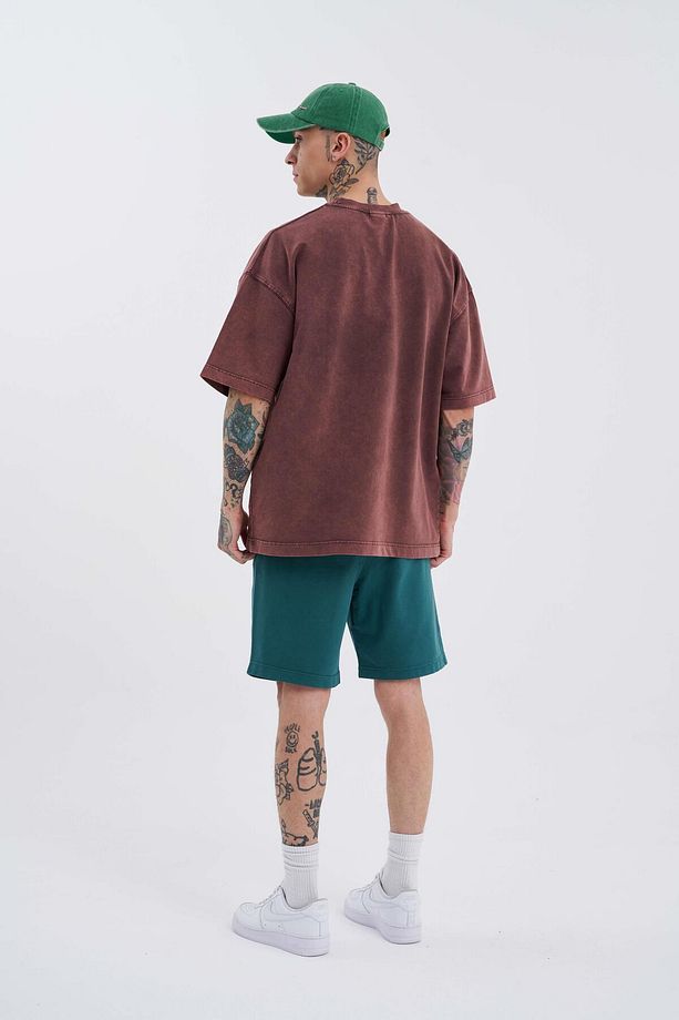 Erkek Luxury Basic Yıkamalı Relaxed Yeşil Şort - 6