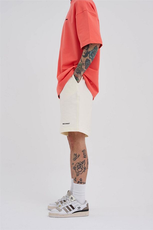 Erkek Cepli Basic Oversize Krem Şort - 3