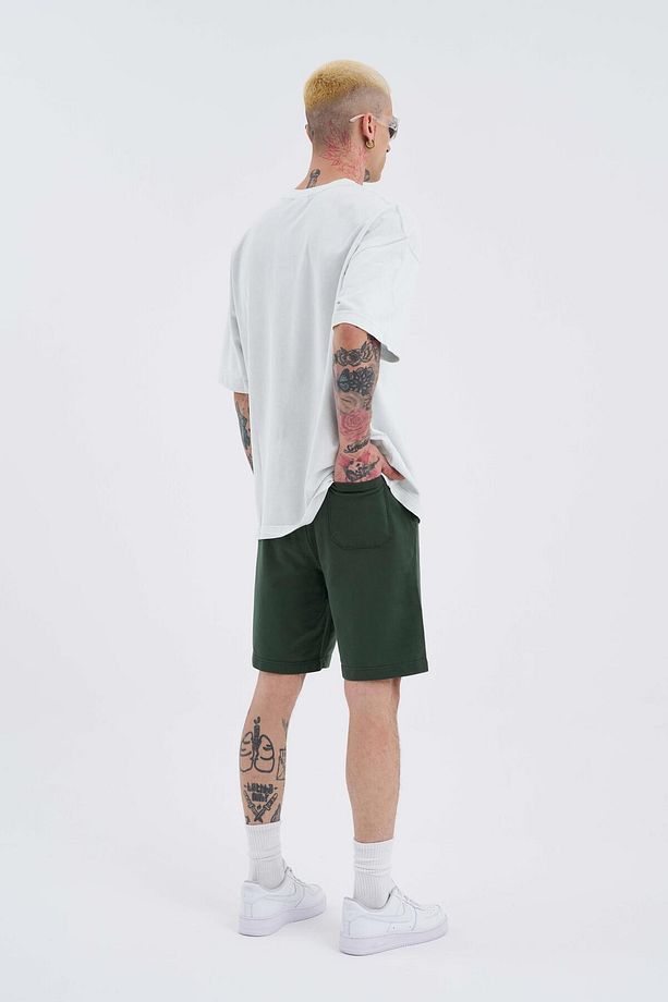 Erkek Luxury Basic Yıkamalı Relaxed Haki Şort - 6